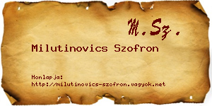 Milutinovics Szofron névjegykártya